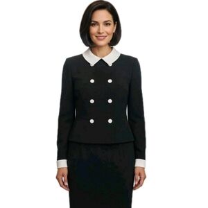 Brooks Brothers Vintage 80s Wool Jackie O Double Breasted Cost Dress Size 14